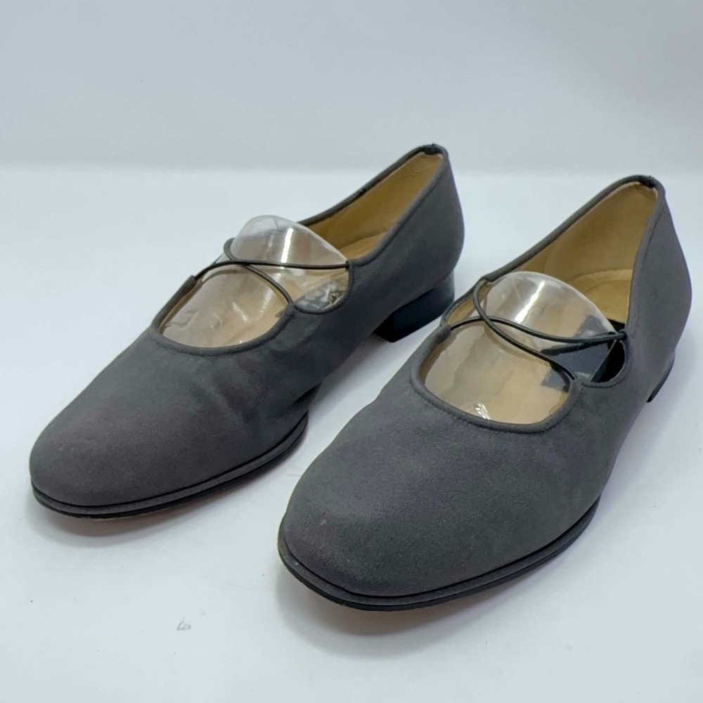 Stuart Weitzman Gray Stretch Ballet Flats Women's 8.5B Elastic Strap Old Money